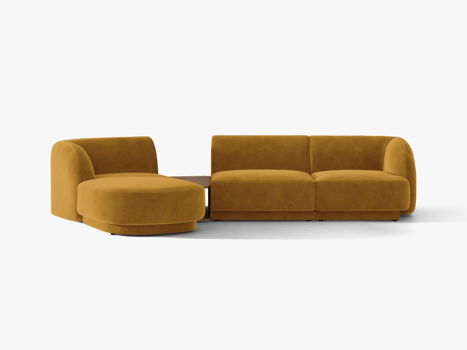 Micadoni Modulares Sofa Miley mit Recamiere 3-Sitzer Links Samt Bluvel Gelb