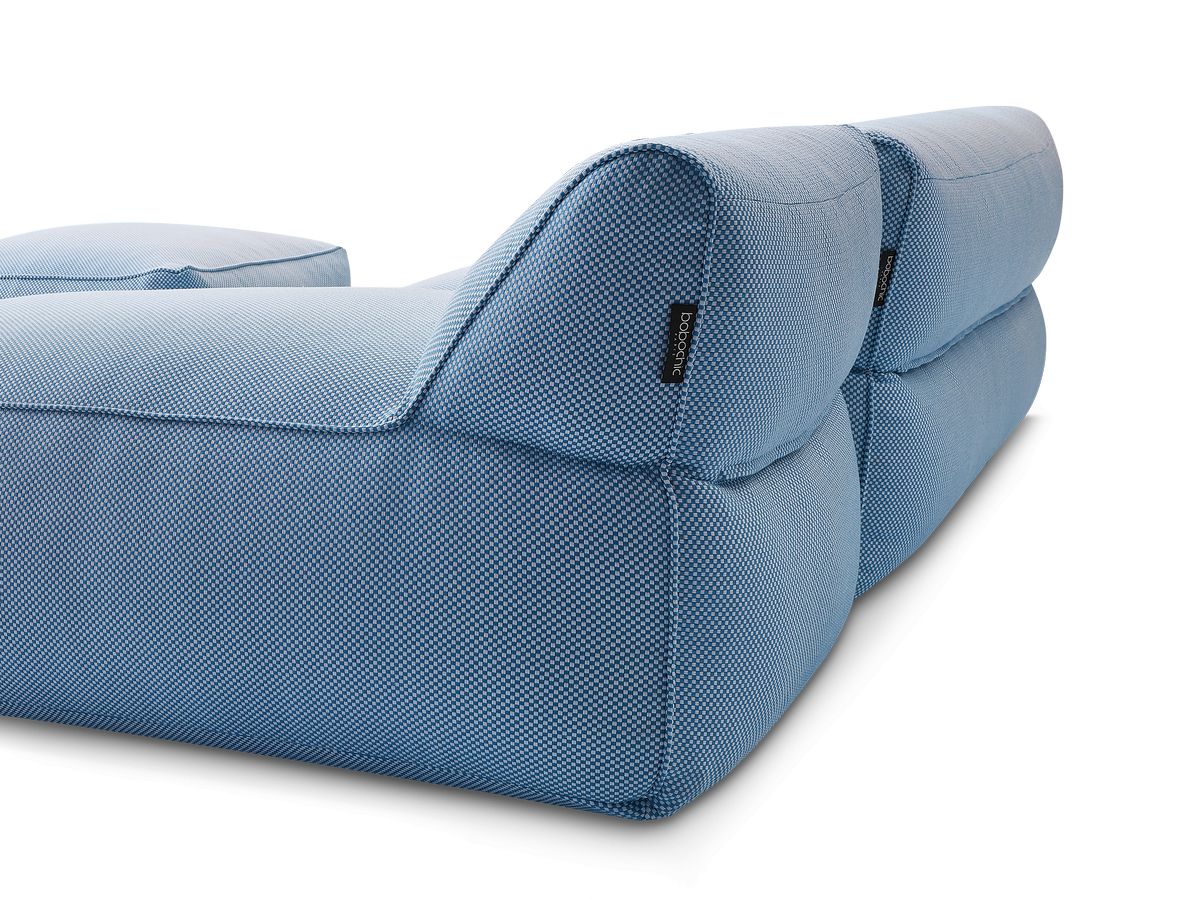 Bobochic Riviera Gartensofa 5-Sitzer mit Pouf Melange-Stoff Dunkelblau