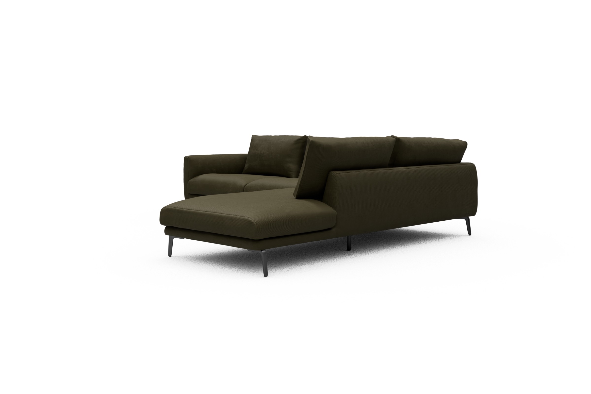 Ecksofa Karl Relax-Ecke rechts mit 2,5-Sitzer Cordufine-Pine-Green