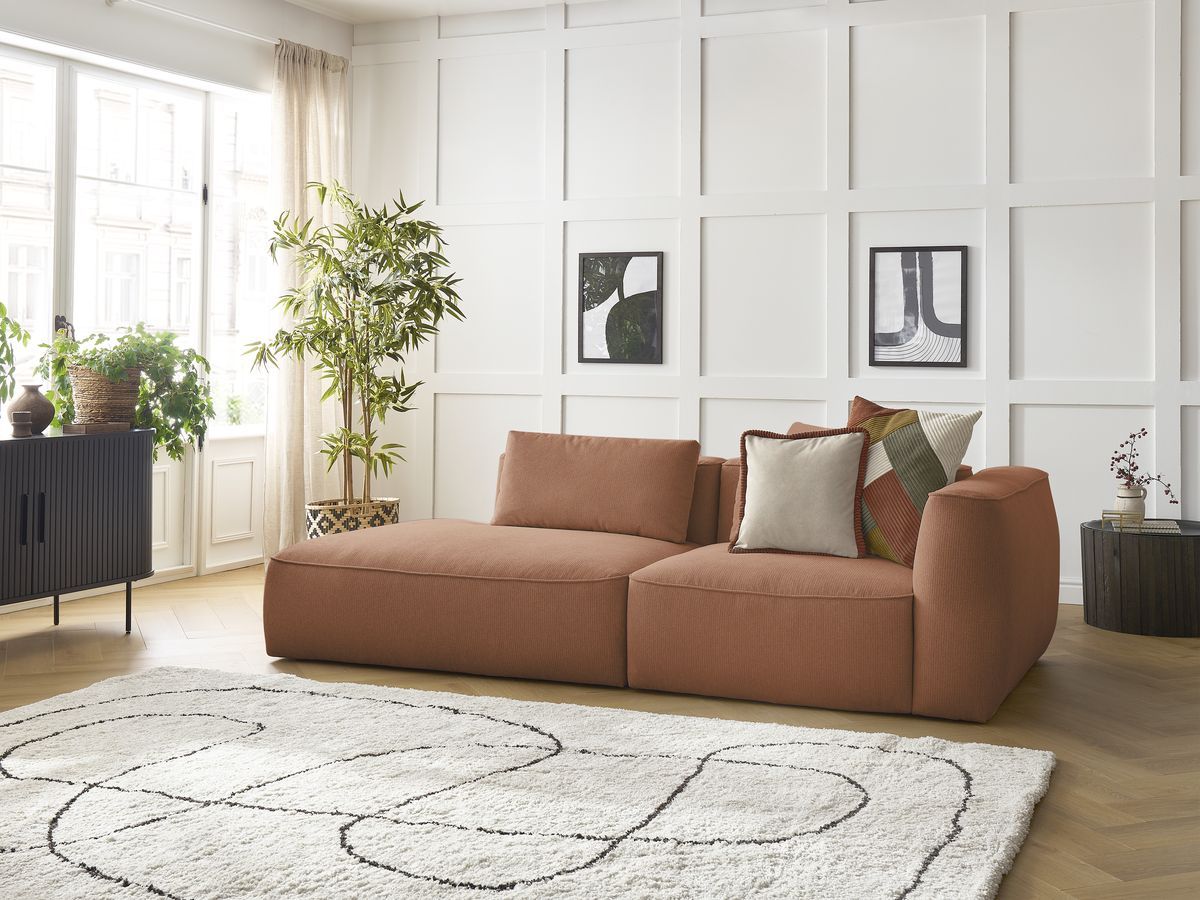 Bobochic Leopold Sofa 3-Sitzer Melange-Stoff Orange Armlehne rechts
