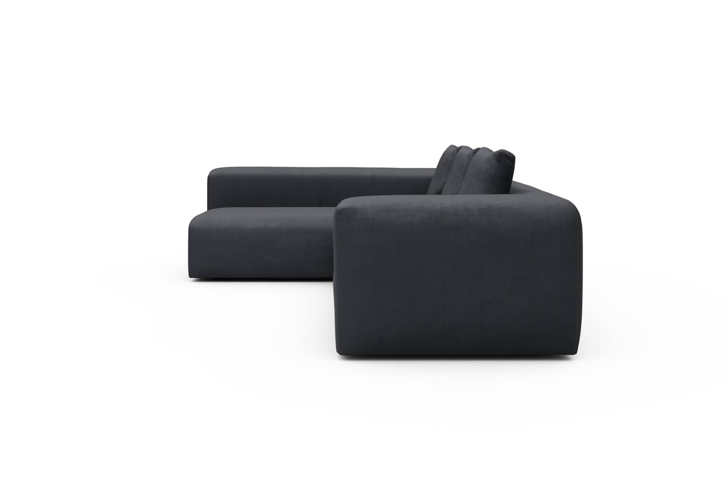 Ecksofa Fred 2x 2,5-Sitzer links offen Cordufine-Slate-Grey
