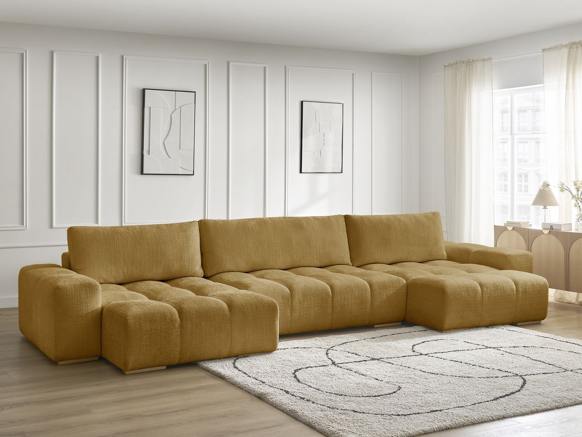 Bobochic Anakin Wohnlandschaft, 3 Kissen Strukturstoff Gelb