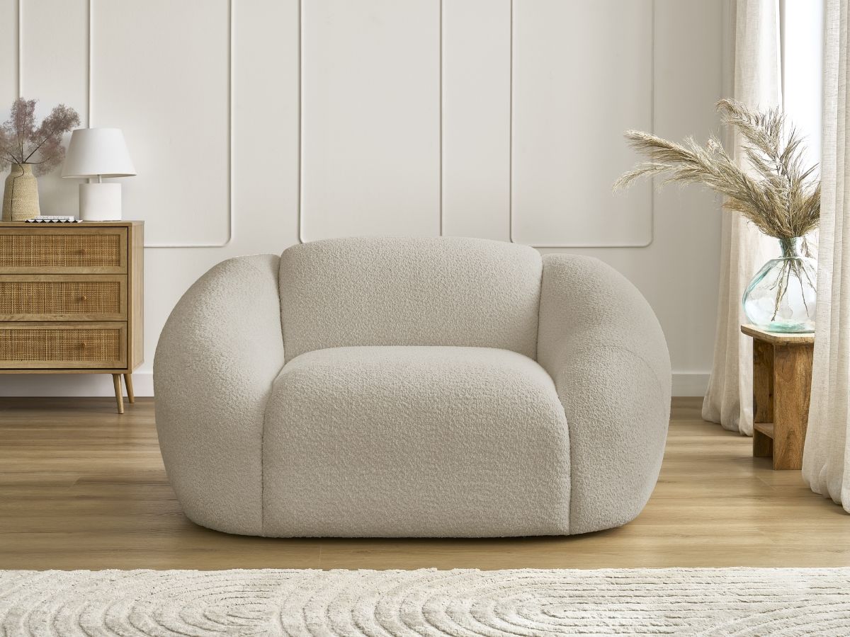 Bobochic Tina Sessel Bouclé-Stoff Beige