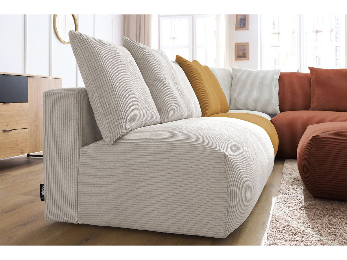 Bobochic Voltaire Ecksofa mit Pouf 322 × 268 cm Cordsamt Mehrfarbig Ecke rechts