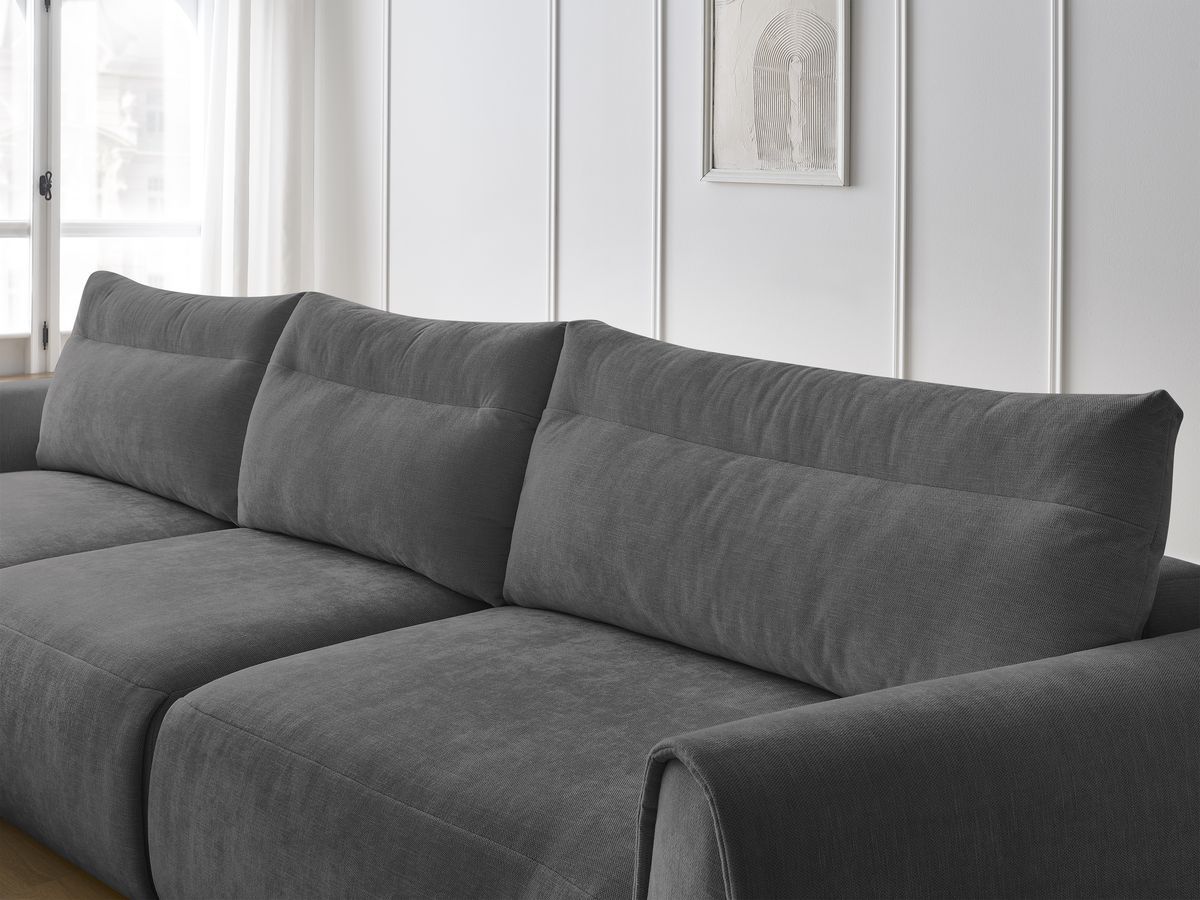 Bobochic Aden Ecksofa 386 × 152 cm Stoff Dunkelgrau Ecke links
