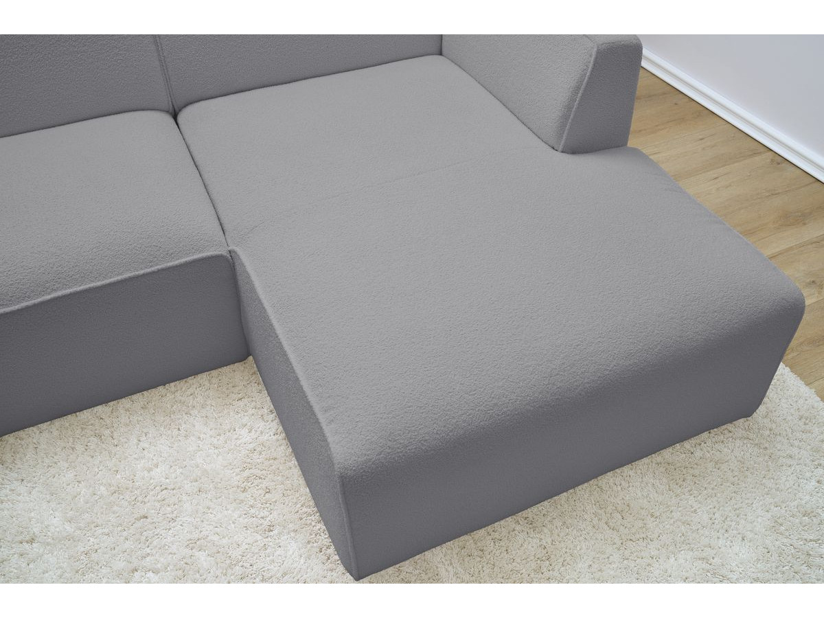 Bobochic Megeve Ecksofa Bouclé-Stoff Hellgrau Ecke rechts