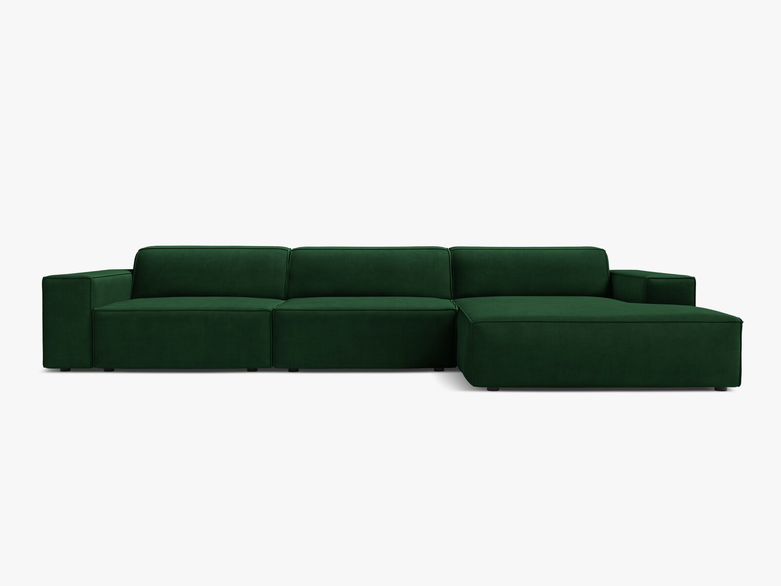 Micadoni Ecksofa Jodie 4-Sitzer Rechts Samt Bluvel Flaschengrün