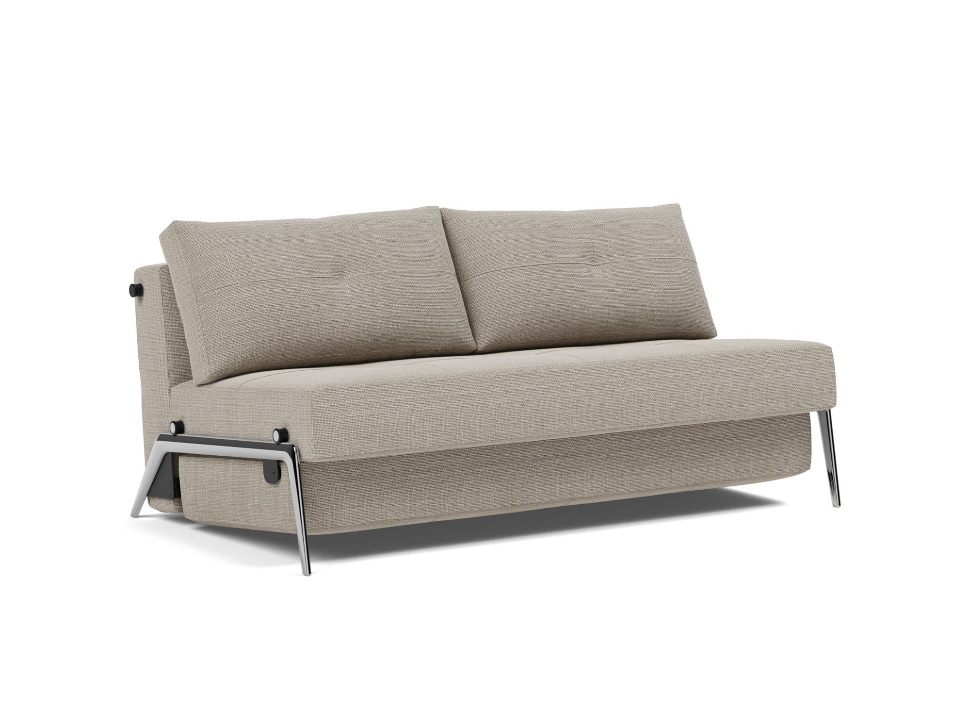 Schlafsofa Cubed 160 Strukturierter Stoff Kenya 579-Gravel Beine Aluminium