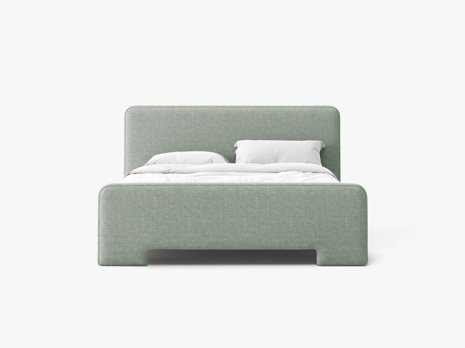 Micadoni Eda Bett mit Kopfteil Strukturierter Stoff Bjorn Minze 160x200