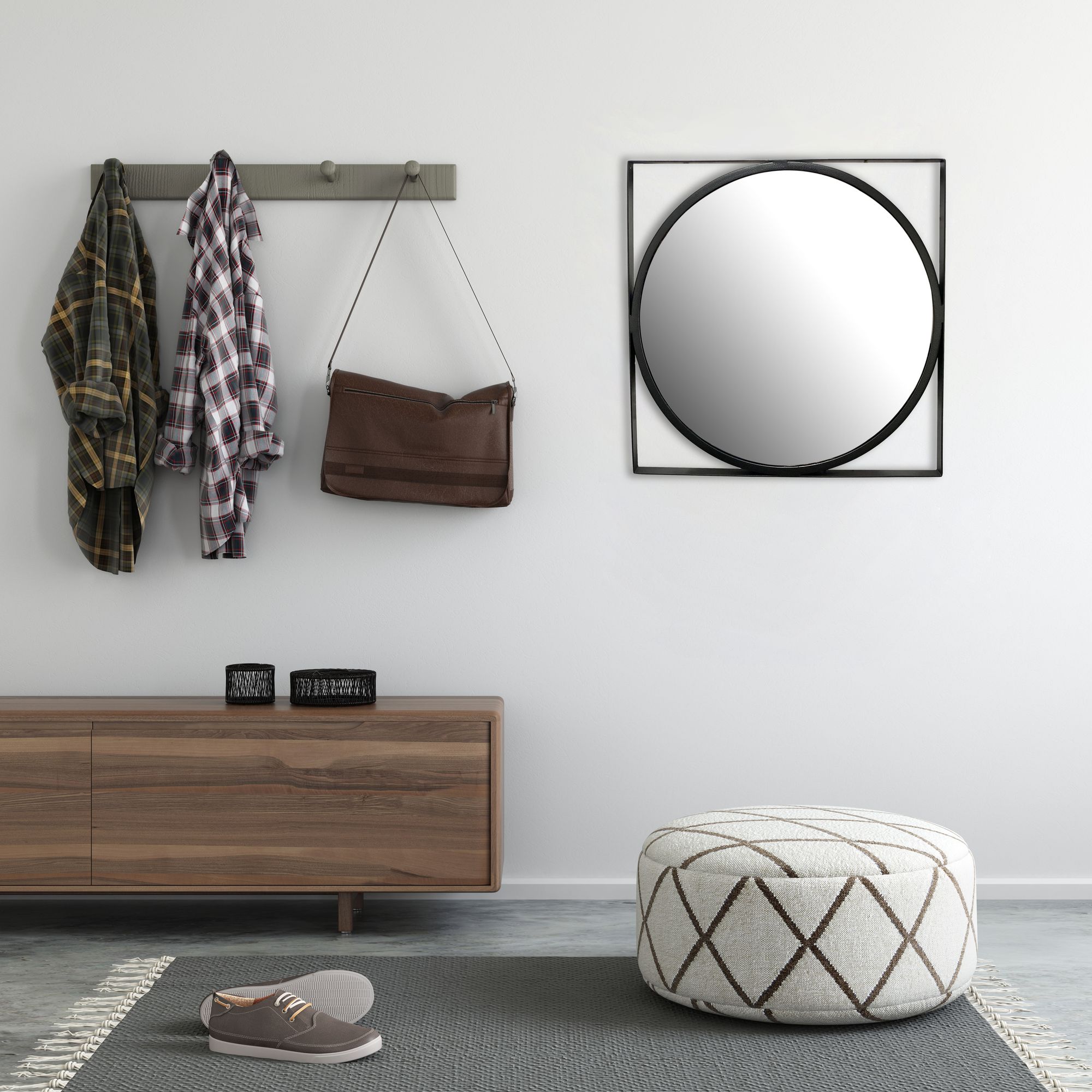 Wandspiegel Hedalen Schwarz 54 × 2,5 × 54 cm