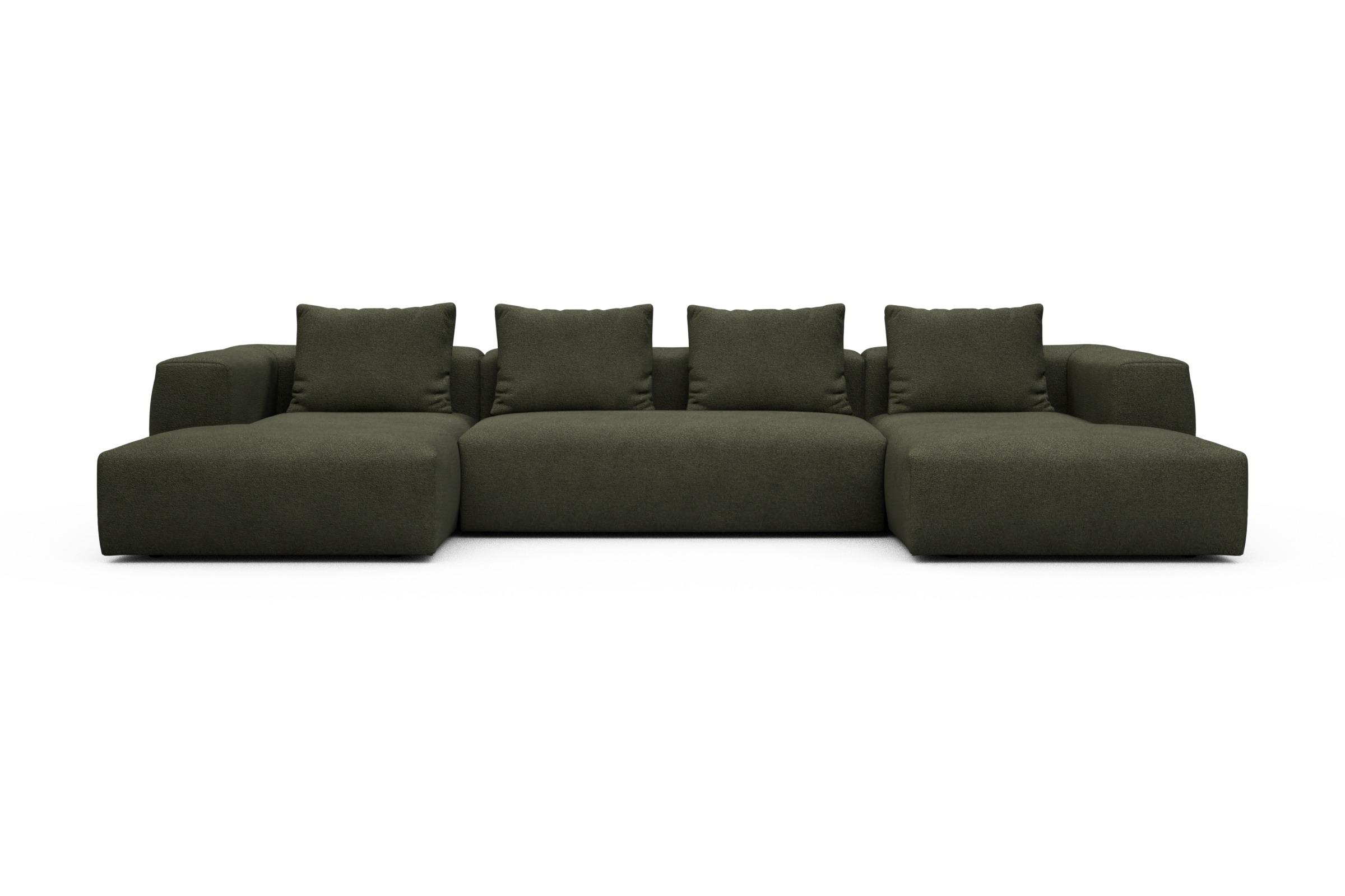 Skandi Home Wohnlandschaft Fred mit 2-Sitzer und Chaiselongue beidseitig Boucle-Forest-Green moebelfaktor