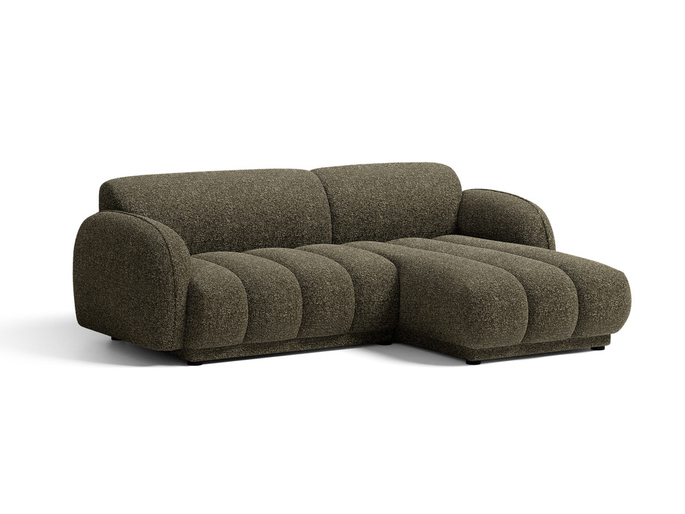 Cosmopolitan Design Ecksofa Bilbao 3-Sitzer kleine Version Boucle Miles Amazonasgrün Rechts