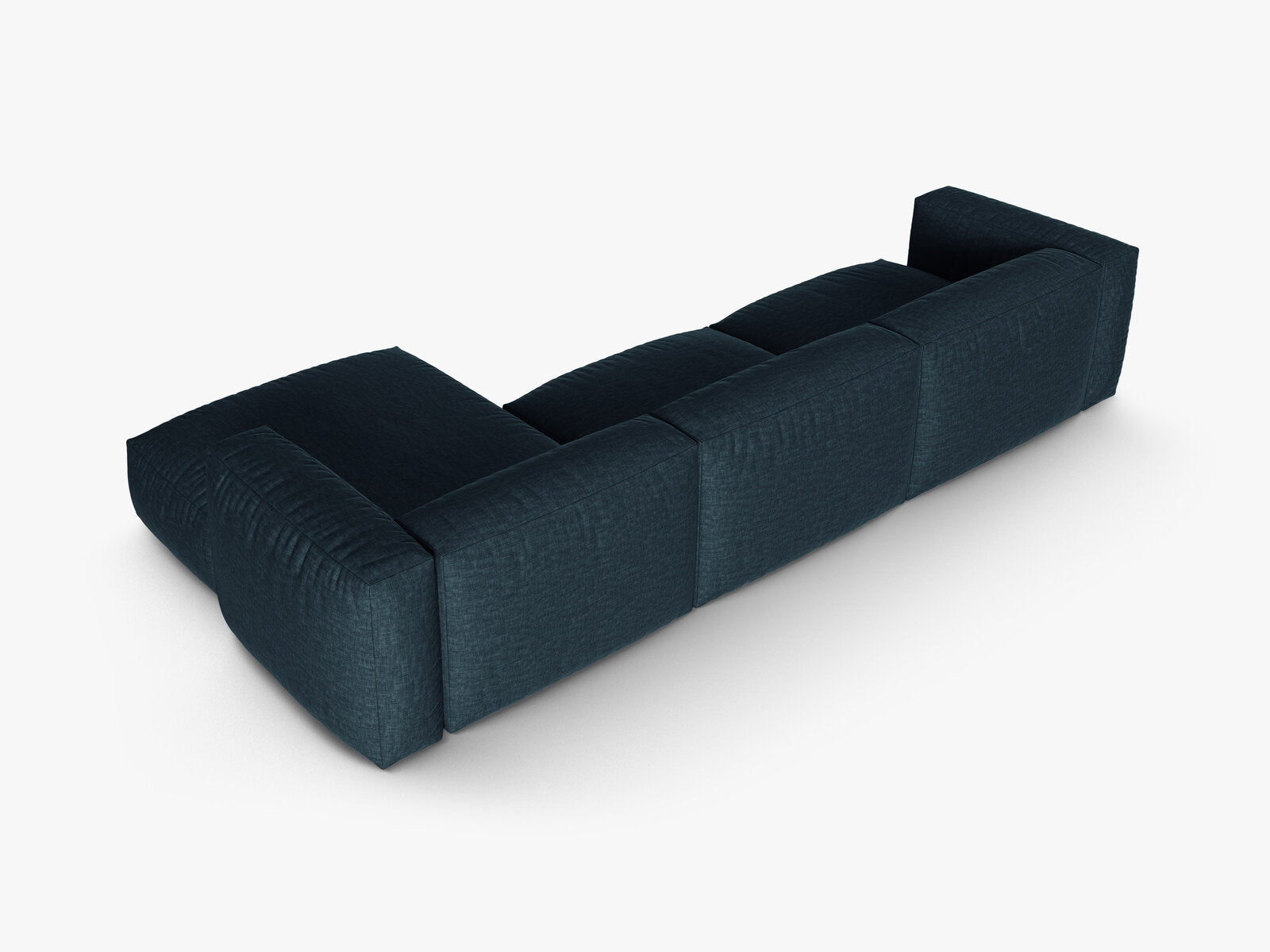 Micadoni Ecksofa Martina 3-Sitzer 90cm Sitztiefe Rechts Strukturierter Stoff Boston Jeansblau