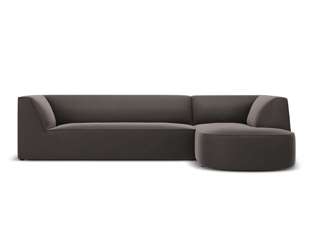 Cosmopolitan Design Ecksofa Siena 4-Sitzer abgerundet Samt Salvador Dunkelgrau Rechts