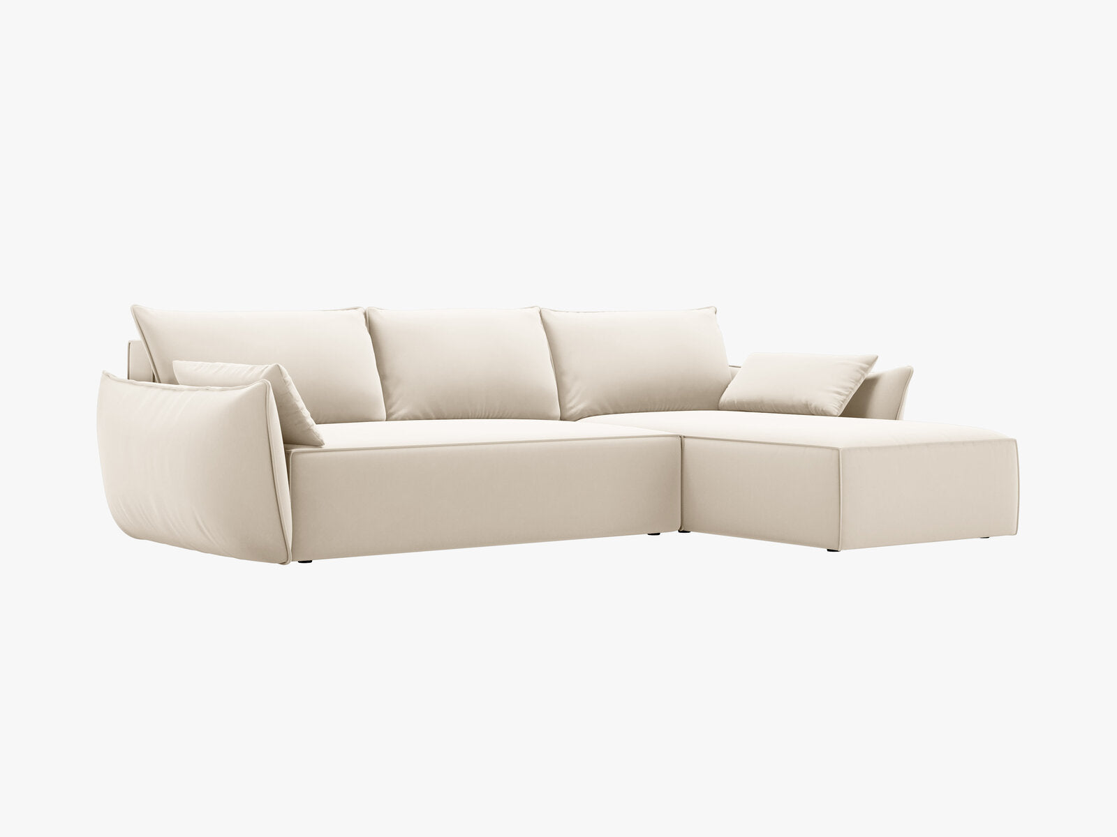 Micadoni Kaelle Ecksofa mit Bettfunktion und Stauraum Links Samt Bluvel Helles Beige