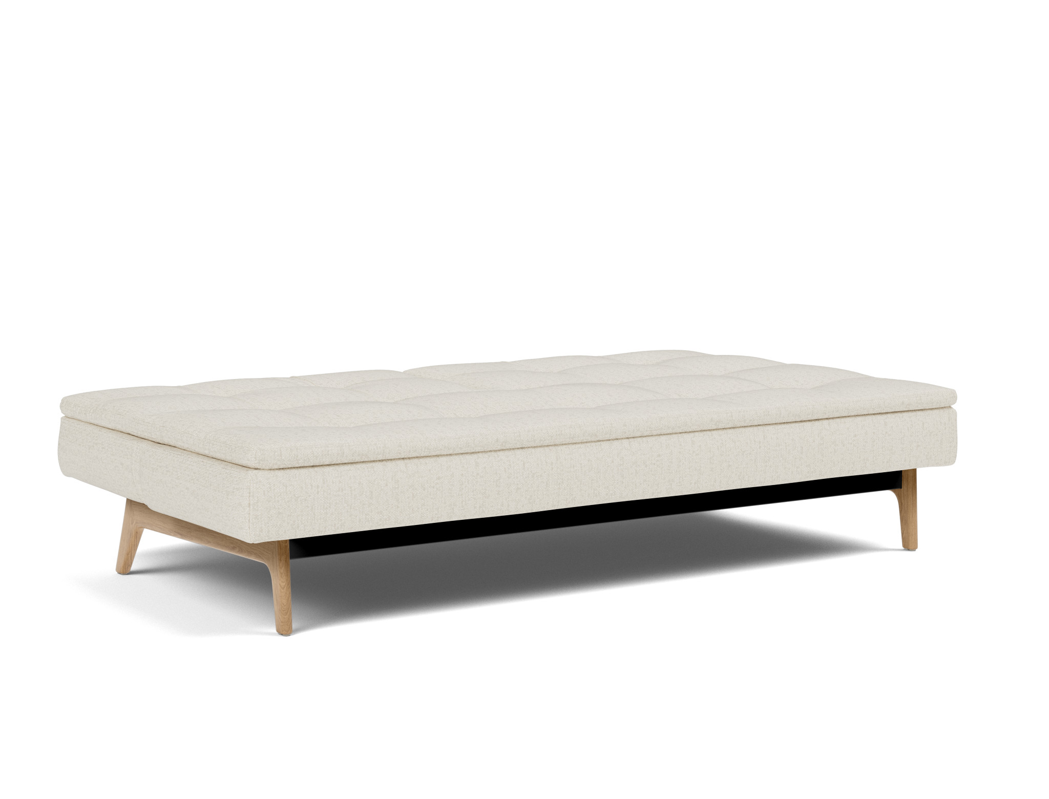 Schlafsofa Dublexo Boucle Skandi 531-Off-White Beine Eiche