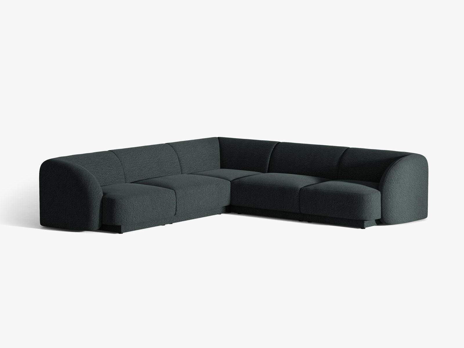 Micadoni 5-Sitzer Symmetrisches Ecksofa Miley Boucle Baloo Schwarz