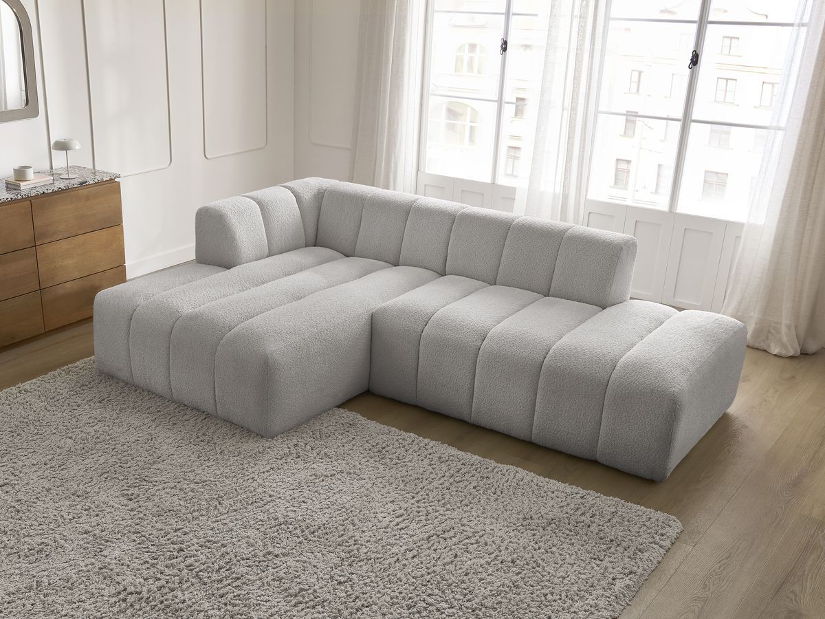 Bobochic Annecy Ecksofa Bouclé-Stoff Hellgrau Ecke links