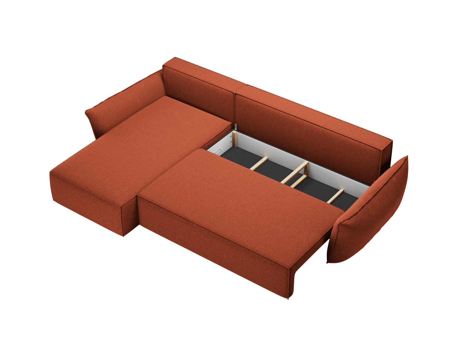 Micadoni Ecksofa Kaelle 4-Sitzer mit Schlaffunktion Links Chenille Terrakotta