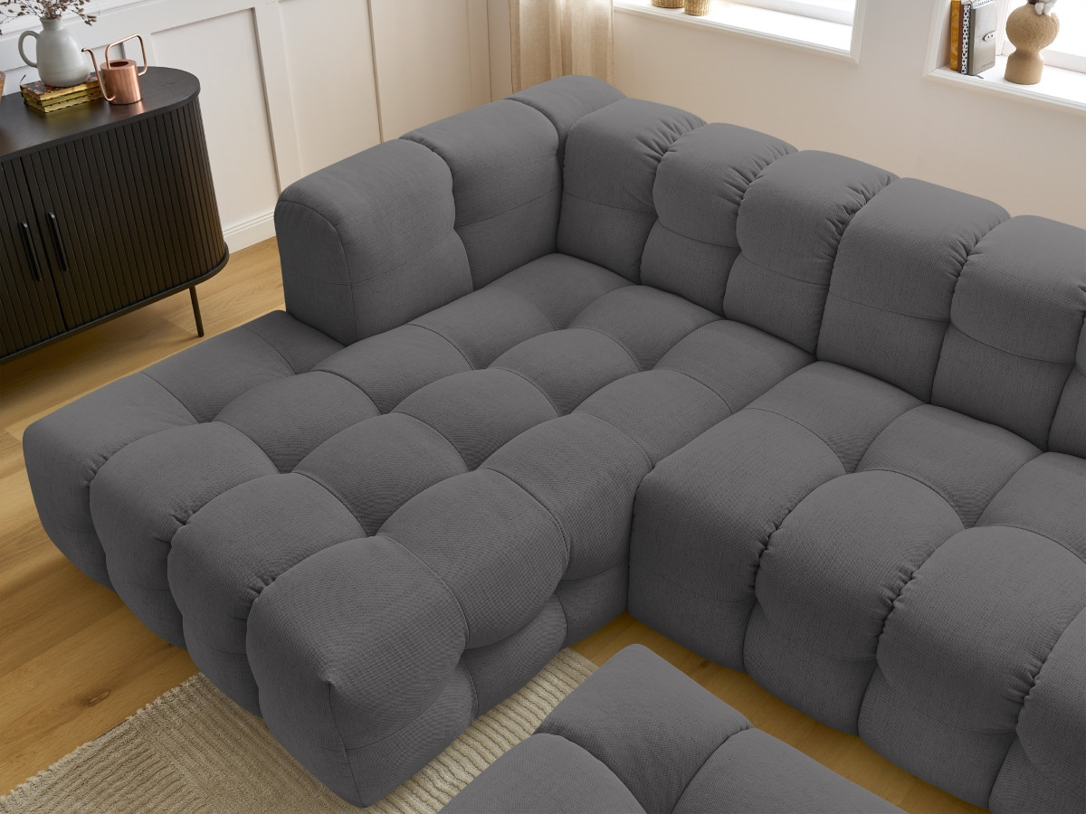 Bobochic Cloud Ecksofa mit Pouf 288 × 184 cm Stoff Dunkelgrau Ecke links