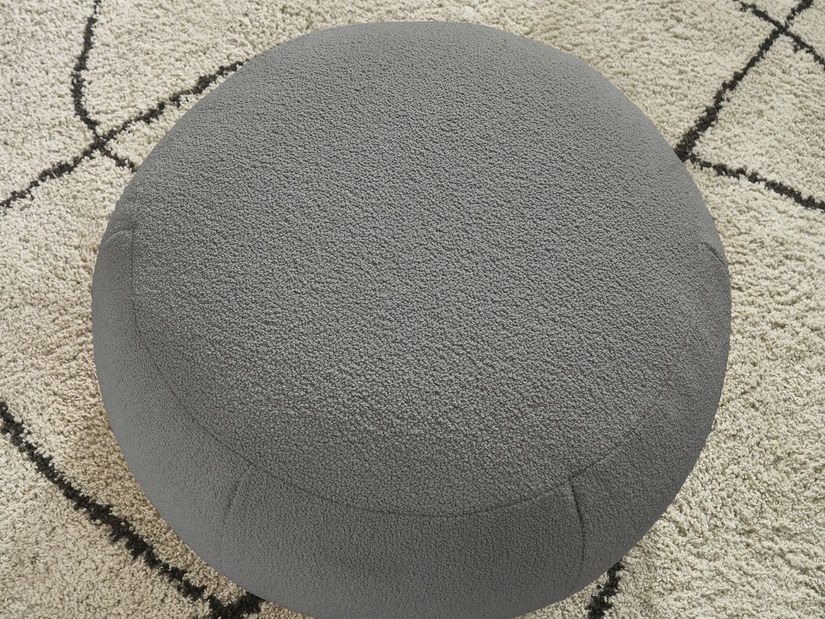 Bobochic Hayden Pouf, rund Bouclé-Stoff Dunkelgrau, 76 cm