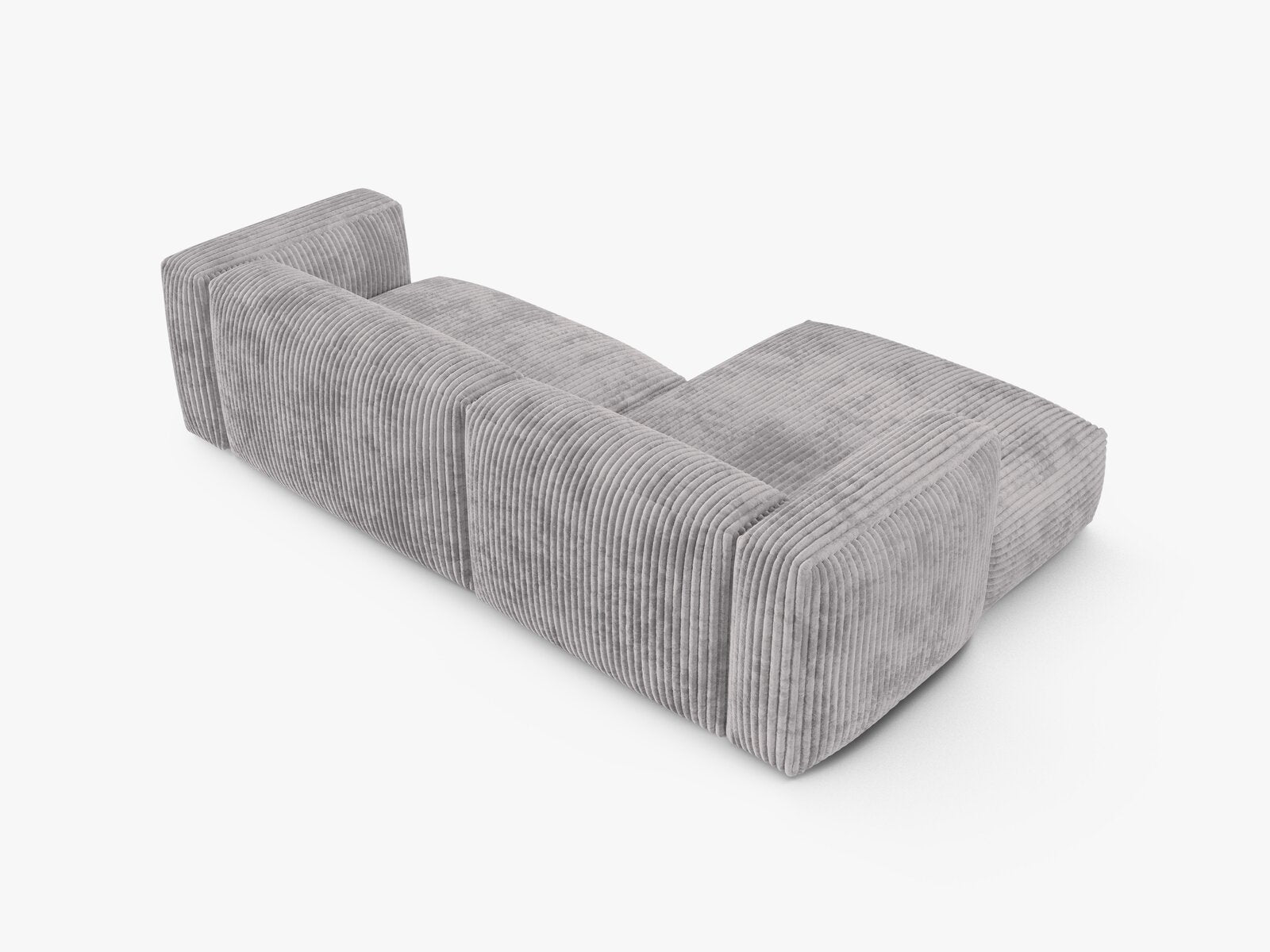 Micadoni Ecksofa Martina 2-Sitzer 90cm Sitztiefe Links Kord Tilia Hellgrau
