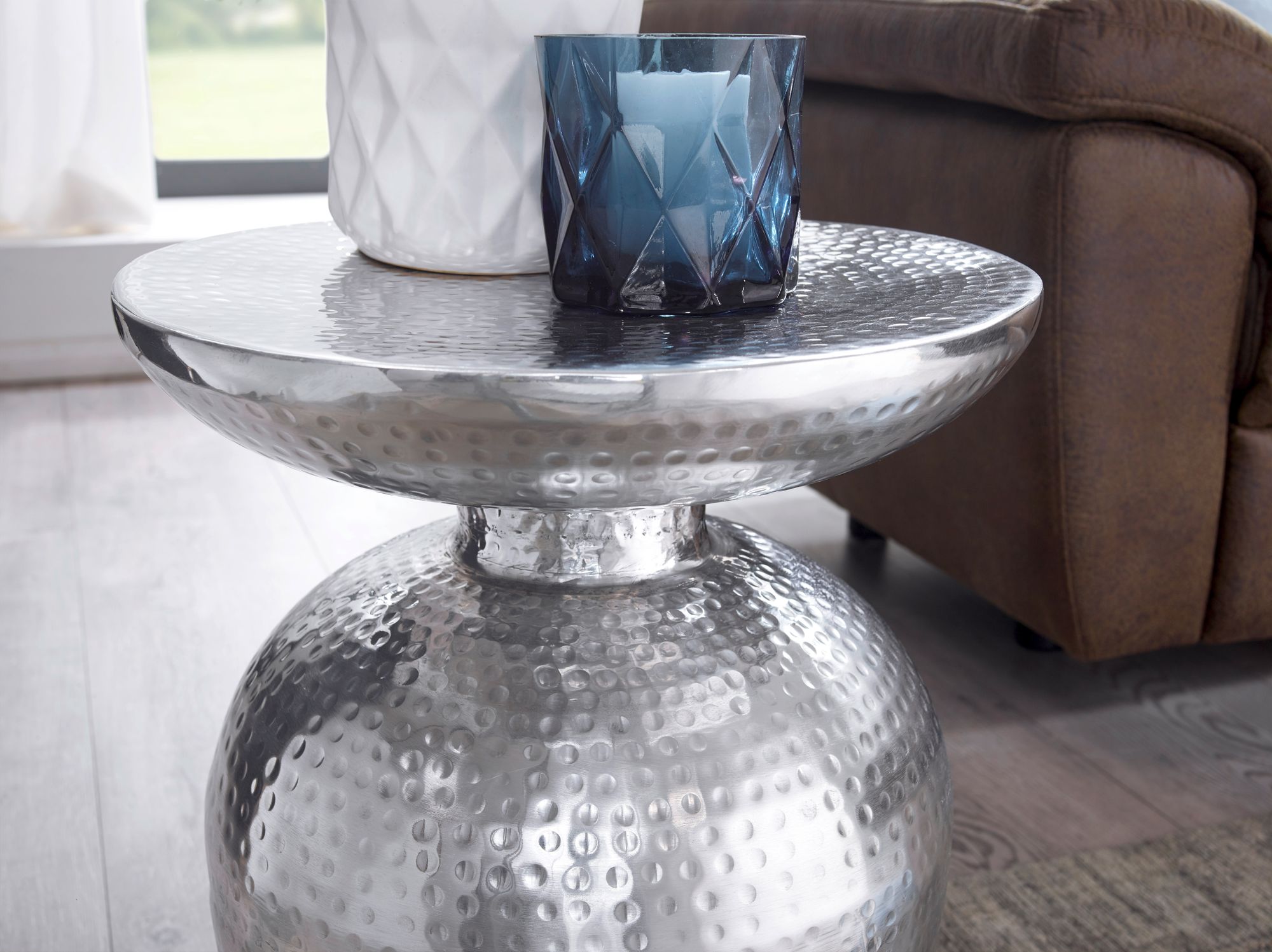 Beistelltisch Hvanneyri Aluminium Silber Ø 36 cm