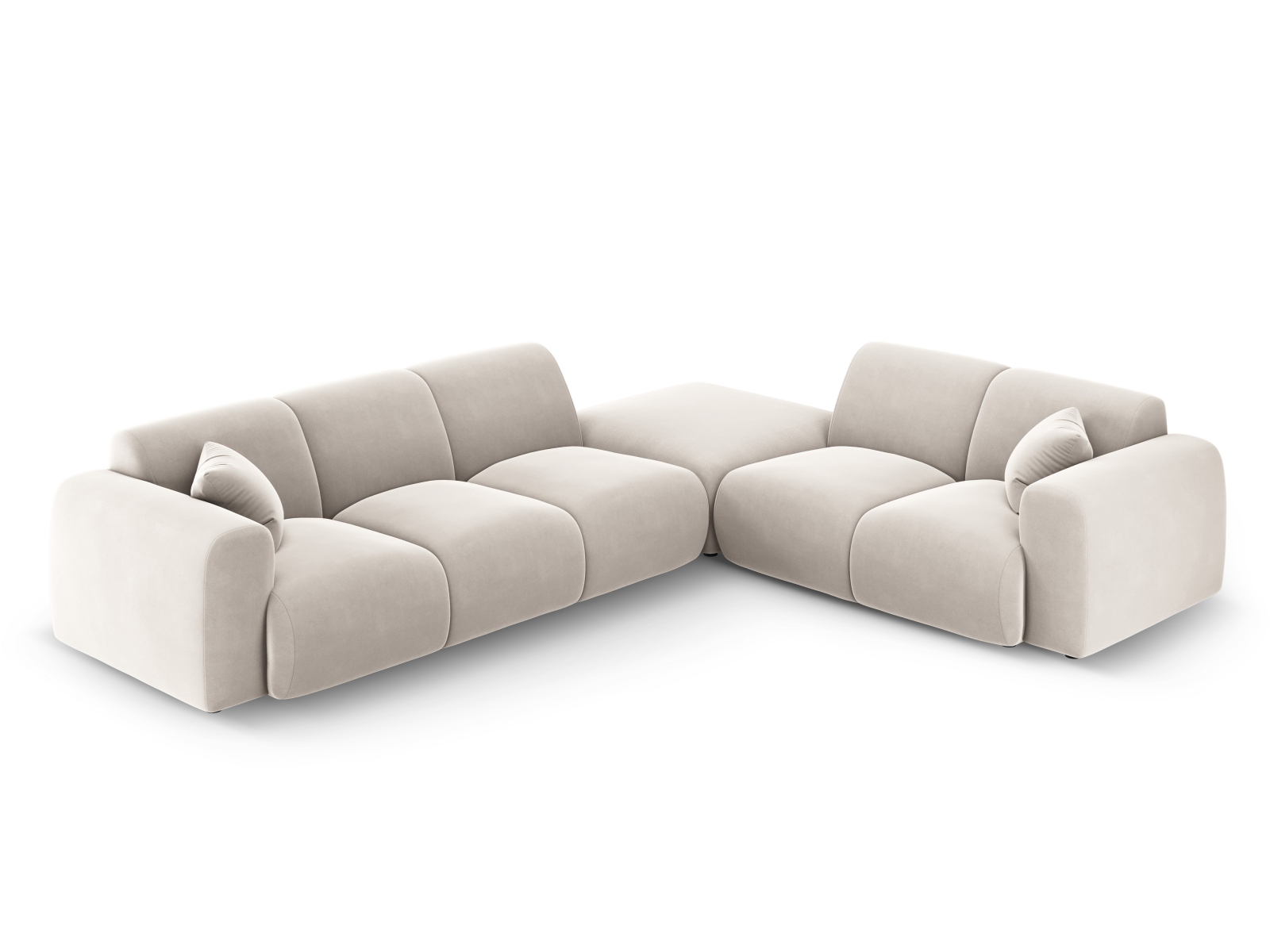 Cosmopolitan Design Ecksofa Nolio 4-Sitzer offen Samt Casino Helles Beige Rechts