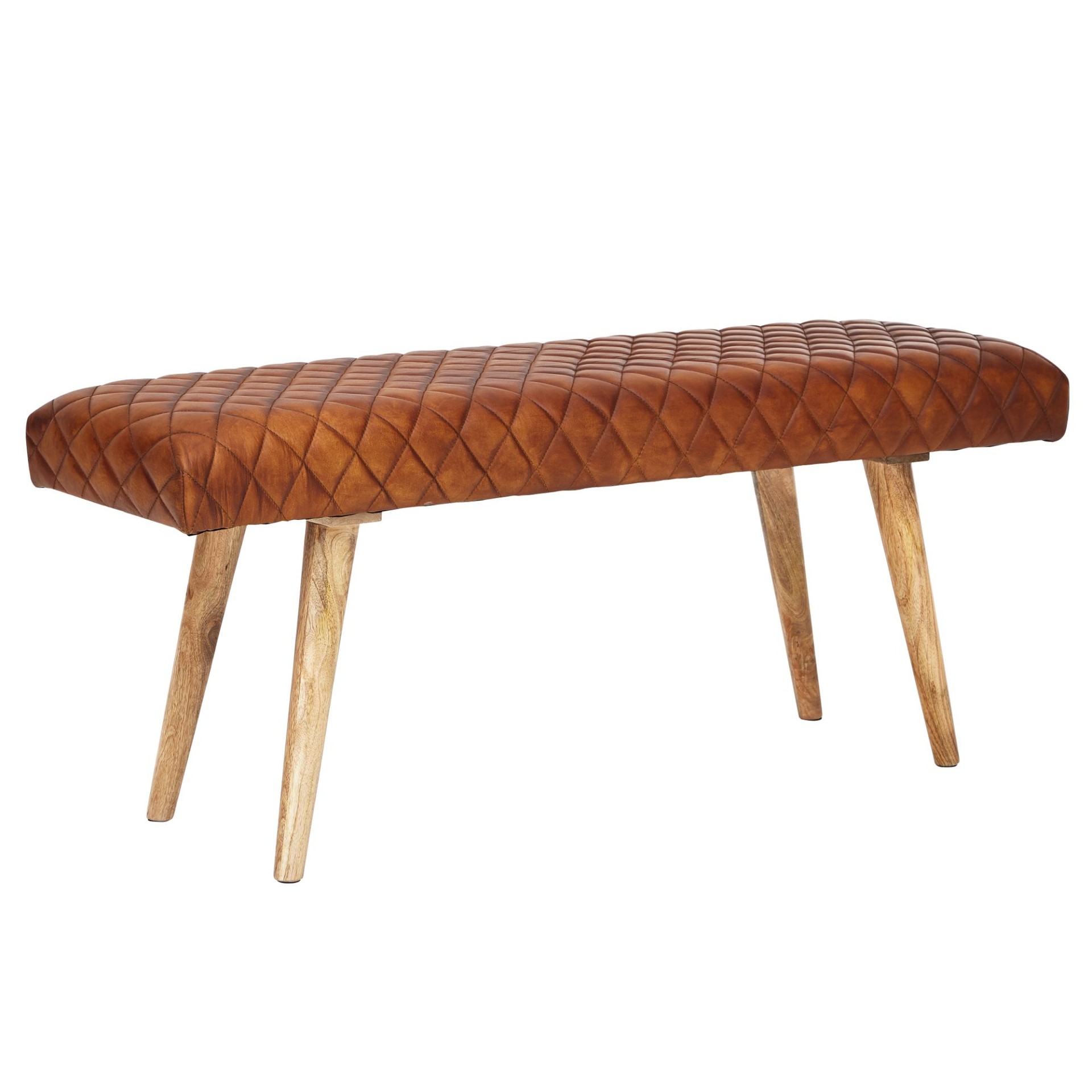 Sitzbank Toftlund Echtleder Braun 115 × 38 × 53 cm