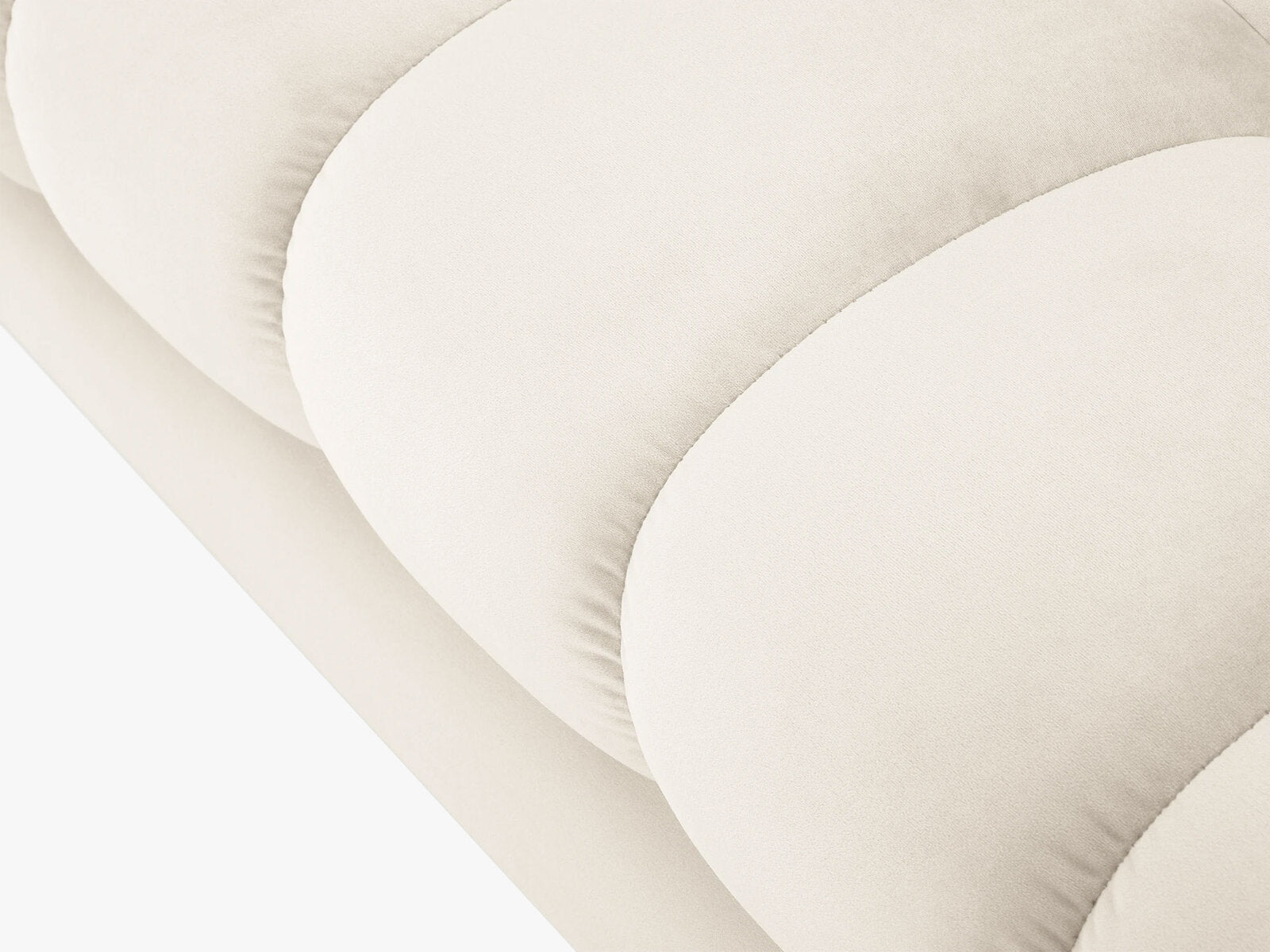 Micadoni Recamiere Mamaia 1-Sitzer Rechts Samt Bluvel Helles Beige schwarze Beine