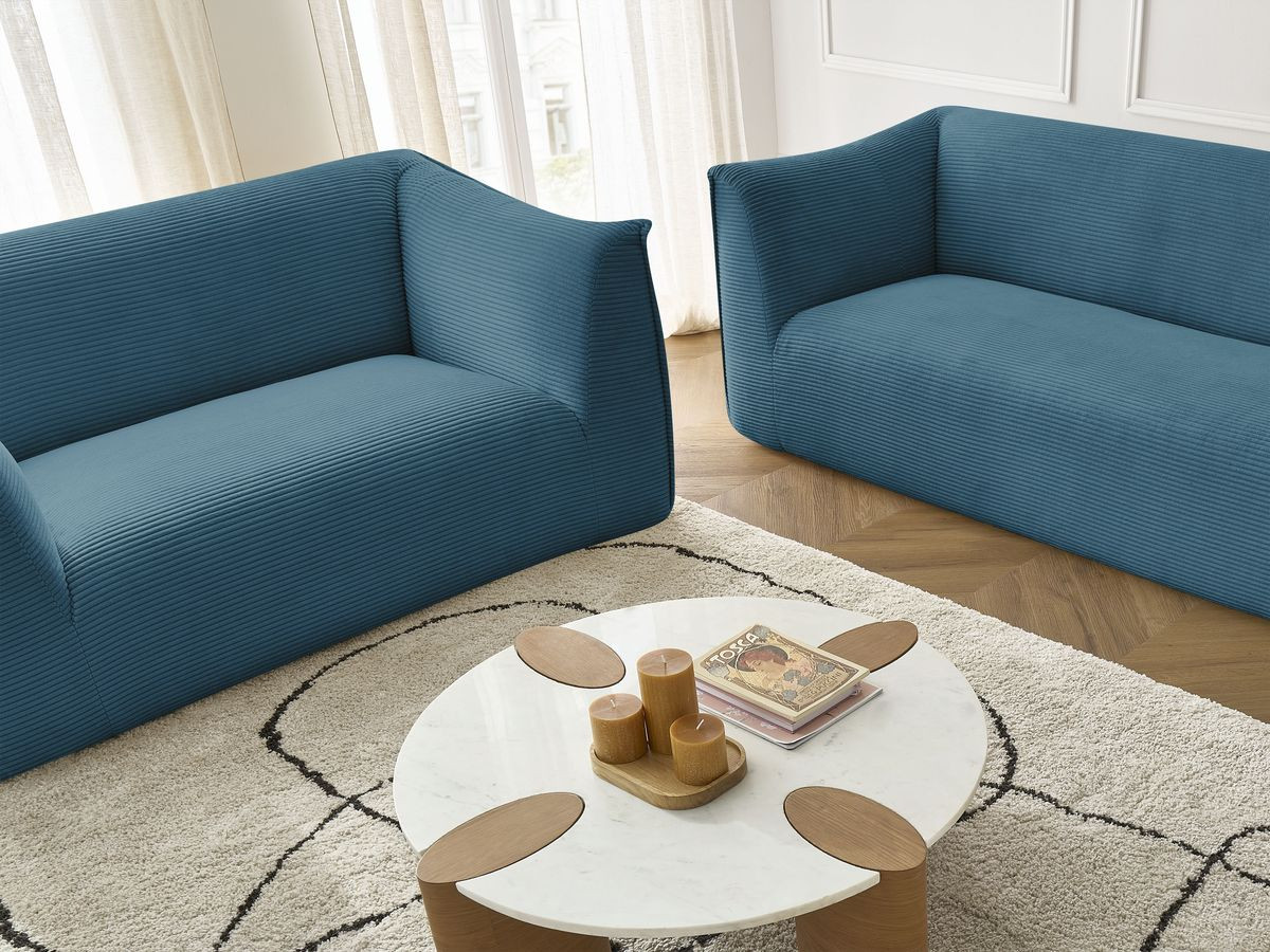 Bobochic Giorgia Sofa 5-Sitzer 412 × 100 cm Cordsamt Hellblau