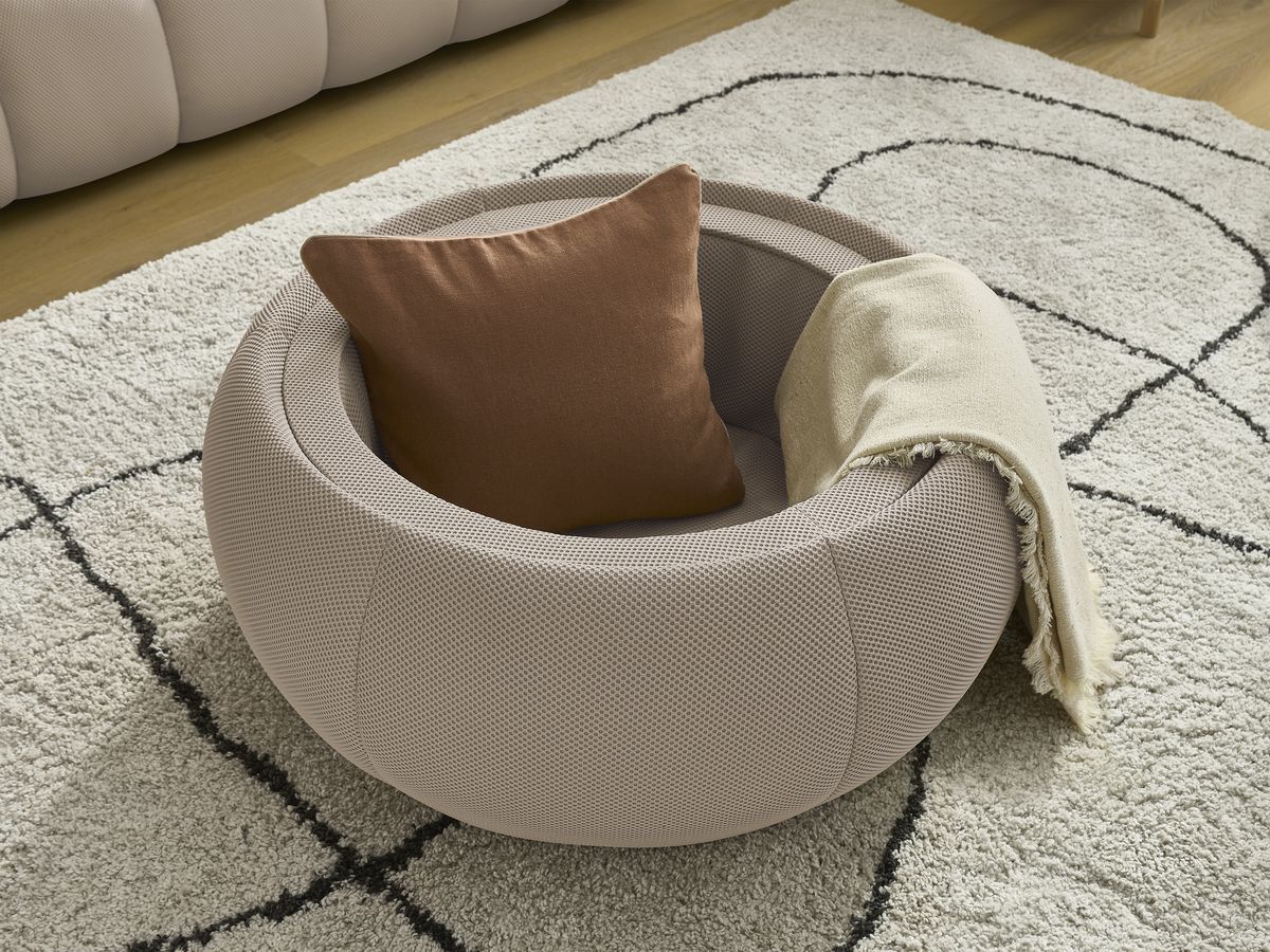 Bobochic Hayden Sofa 3-Sitzer mit Pouf 256 × 107 cm Mesh-Stoff Taupe