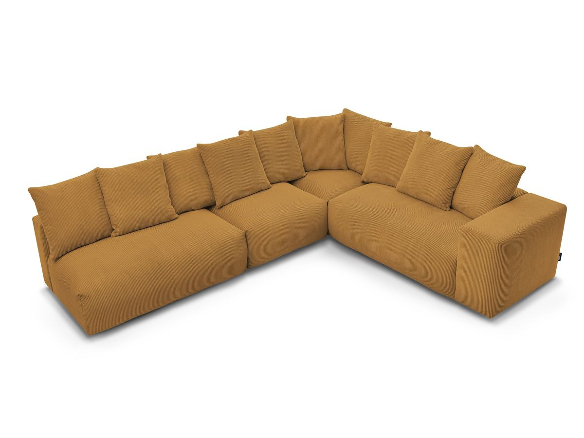 Bobochic Voltaire Ecksofa 322 × 268 cm Cordsamt Gelb Ecke rechts