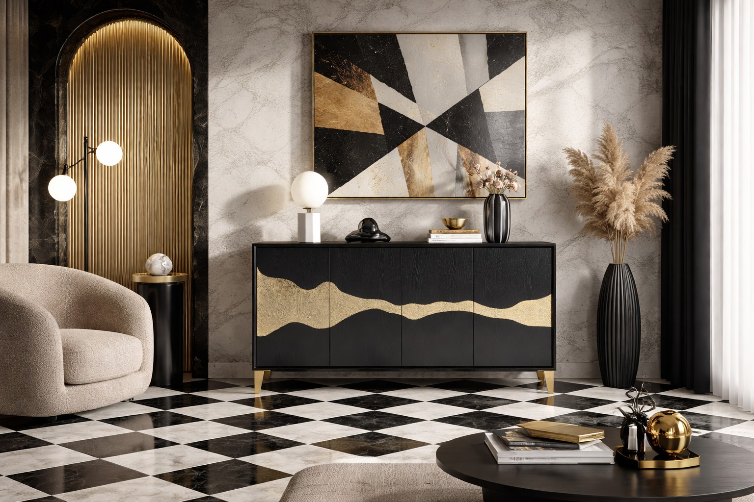 Livin Hill Sideboard Stilig Goldenes Muster