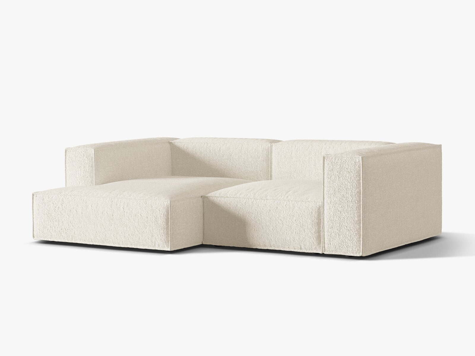 Micadoni Ecksofa Nuria 3-Sitzer Links Boucle Elfenbein