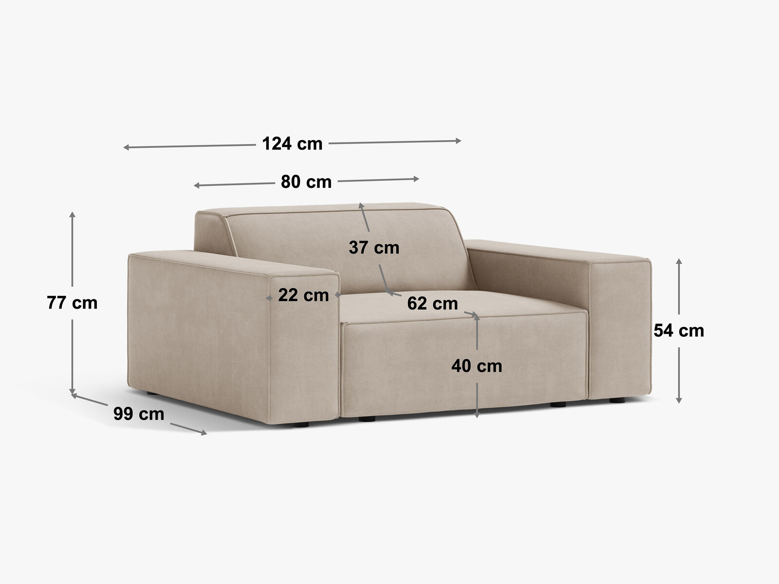 Micadoni Sessel Jodie 1-Sitzer Strukturierter Stoff Megan Blau