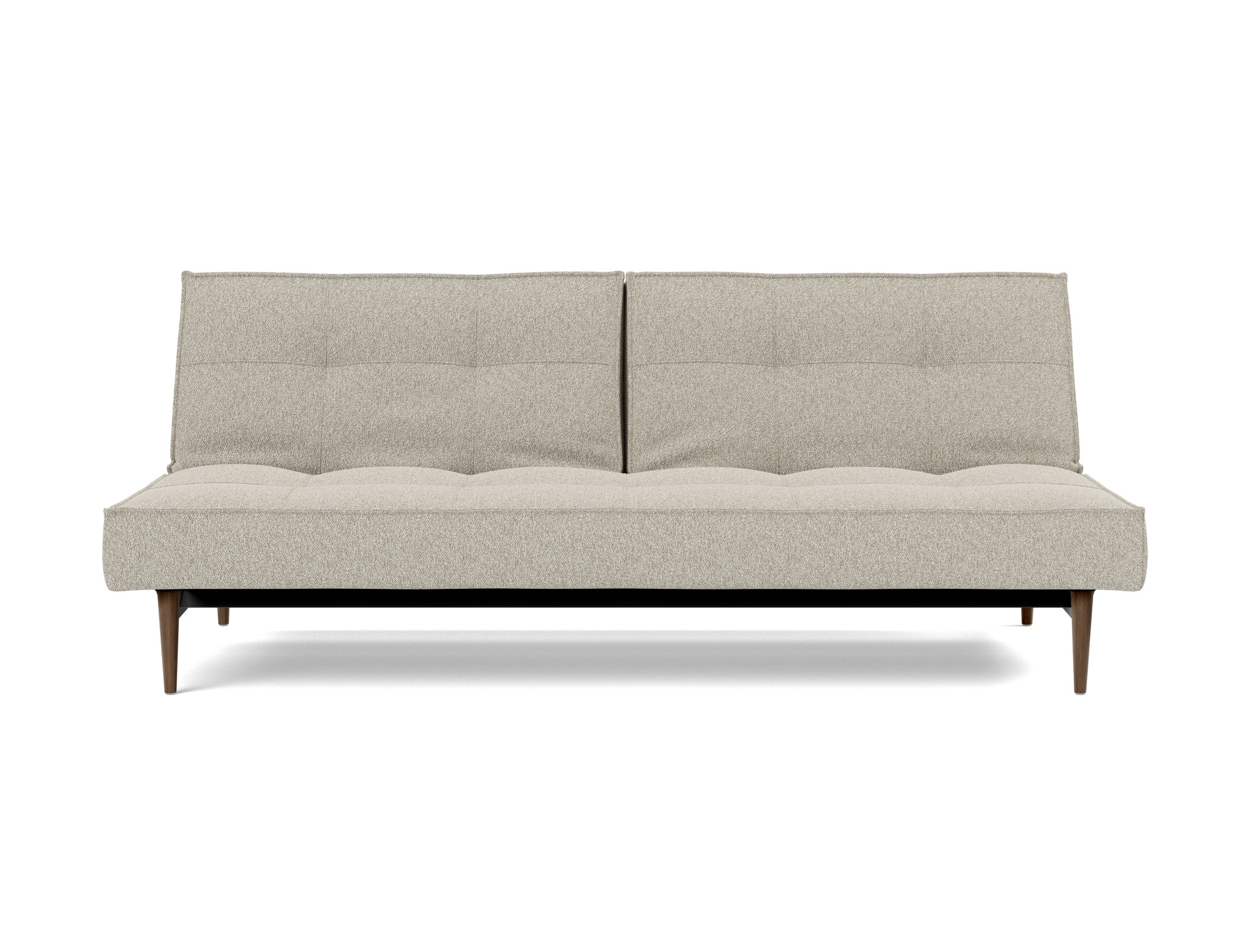 Schlafsofa Splitback Boucle Skandi 539-Beige Beine Styletto Eiche dunkel