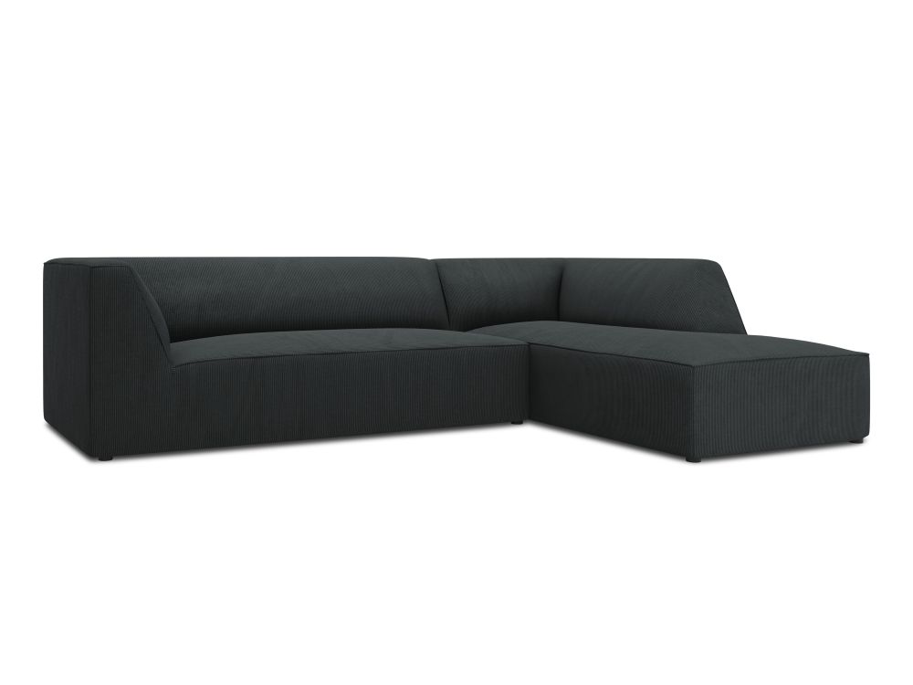 Cosmopolitan Design Ecksofa Siena 4-Sitzer Kord Scala Schwarz Rechts
