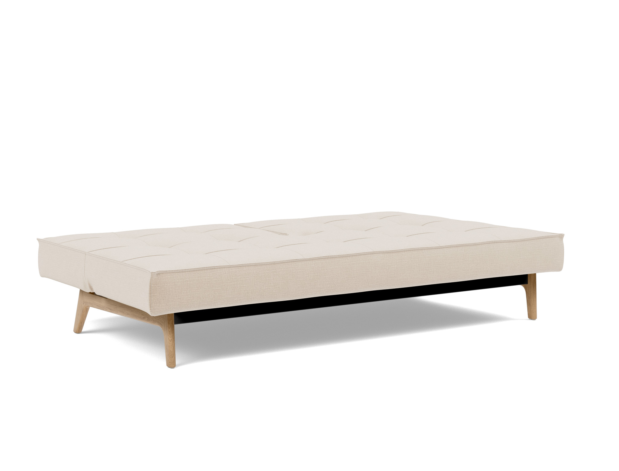 Schlafsofa Splitback Chenille Esina 410-Almond-Beige Beine Eiche
