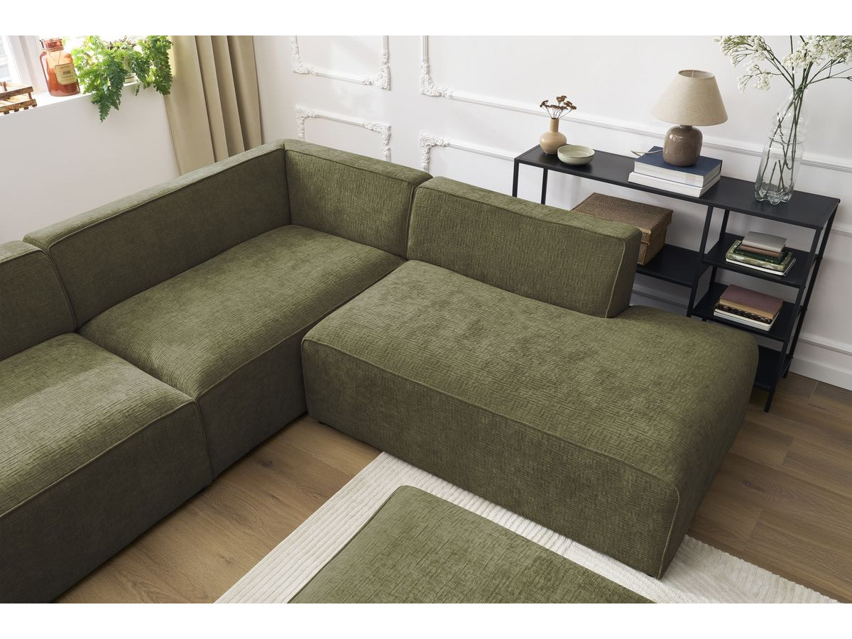 Bobochic Megeve Wohnlandschaft mit Pouf Strukturstoff Grün Ecke links