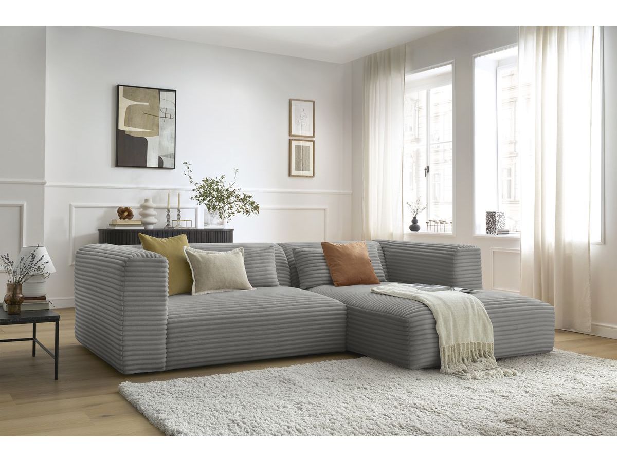 Bobochic Harry Ecksofa Breitcord weich Dunkelgrau Ecke rechts