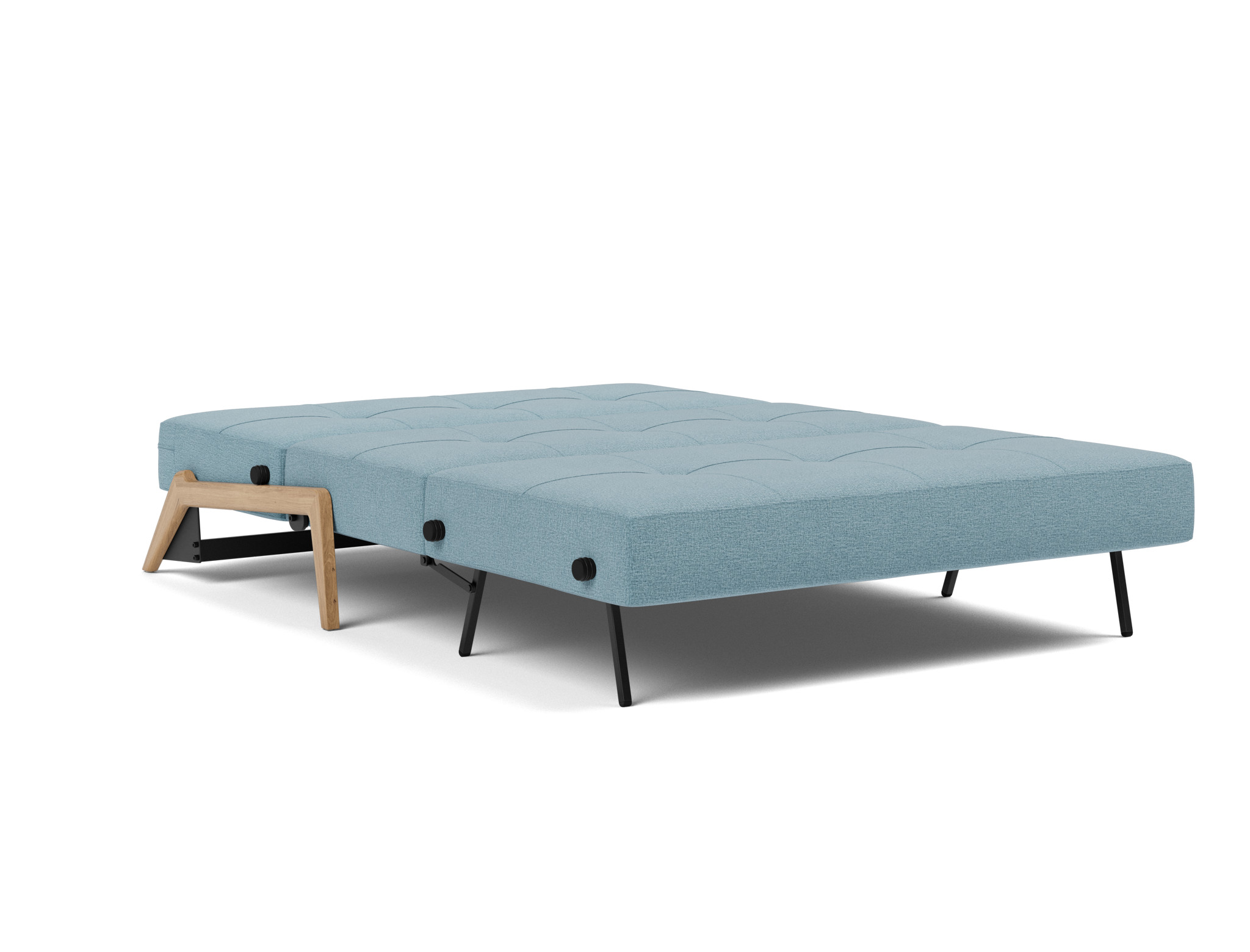 Schlafsofa Cubed 140 Flachgewebe Mixed Dance 525-Light-Blue Beine Eiche