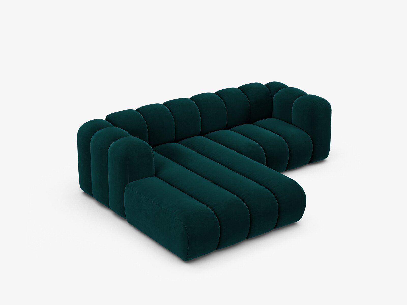 Micadoni Modulares Ecksofa Lupine 3-Sitzer Links Samt Venus Dunkel Petrol