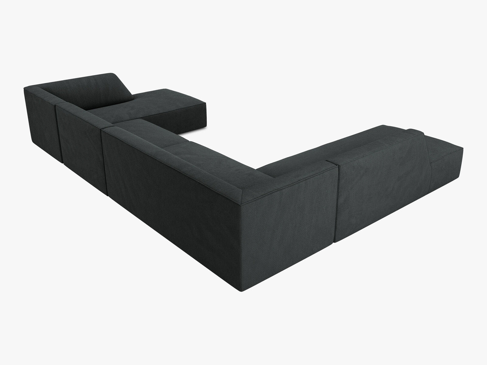 Micadoni Panorama-Ecksofa Ruby 7-Sitzer Links Kord Scala Schwarz