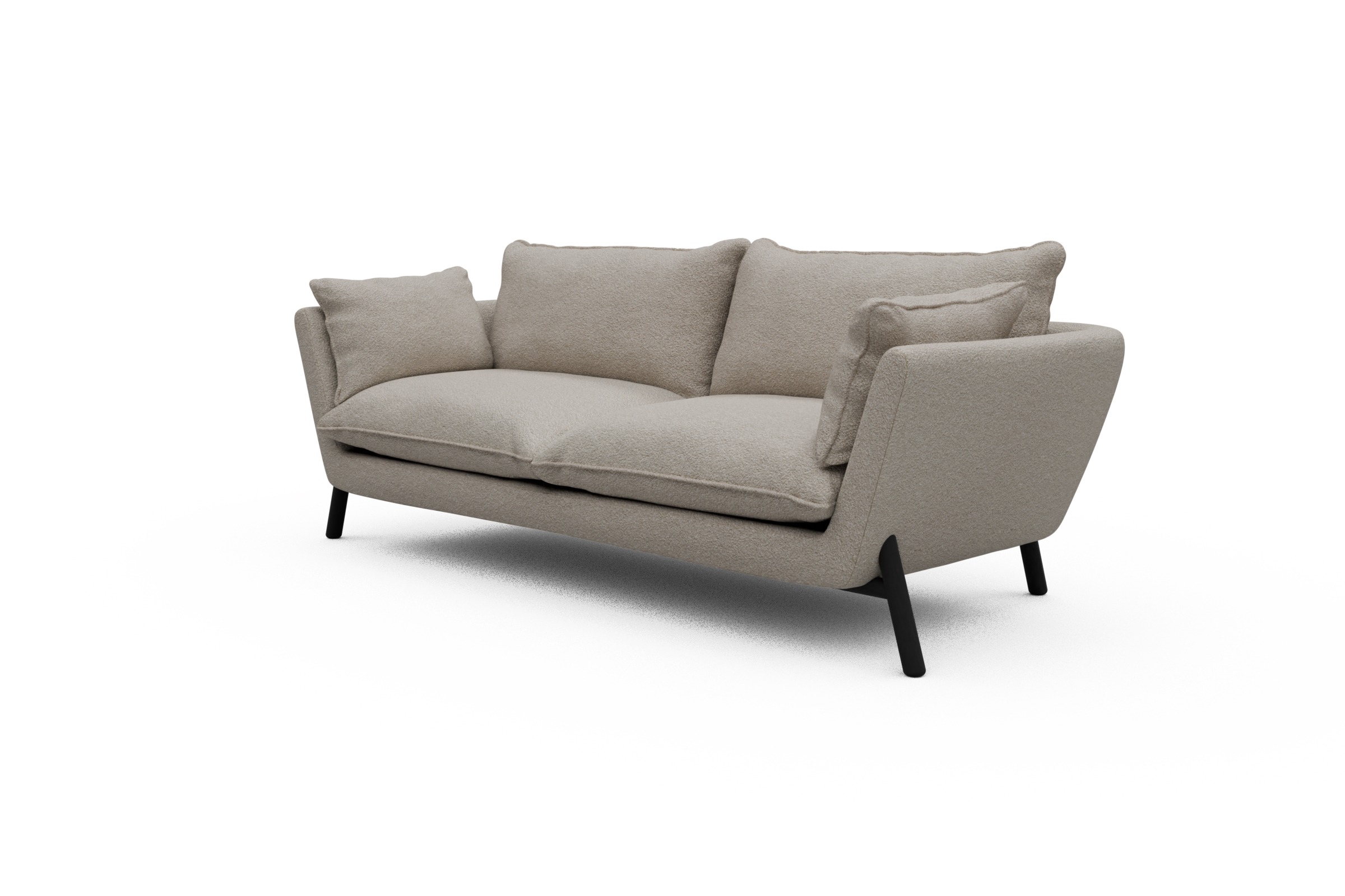 Sofa Emil PREMIUM 3-Sitzer Beinfarbe Eiche Schwarz Aivi-Lace-Beige