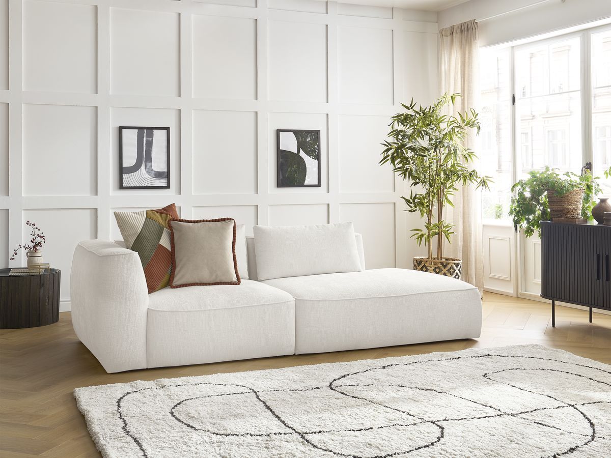 Bobochic Leopold Sofa 3-Sitzer Strukturstoff Weiß Armlehne links