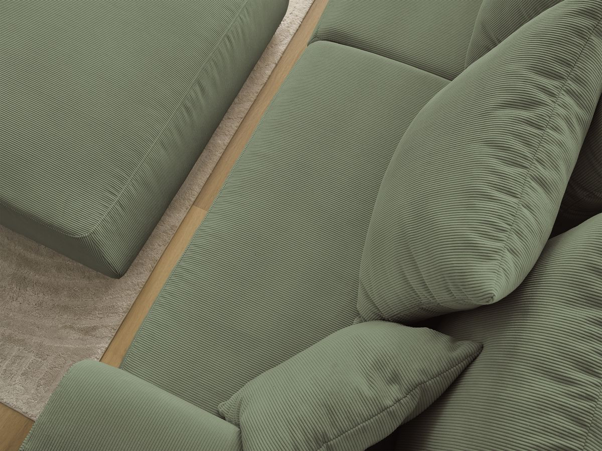 Bobochic Sidonie Sofa 3-Sitzer mit Pouf Cordsamt Grün