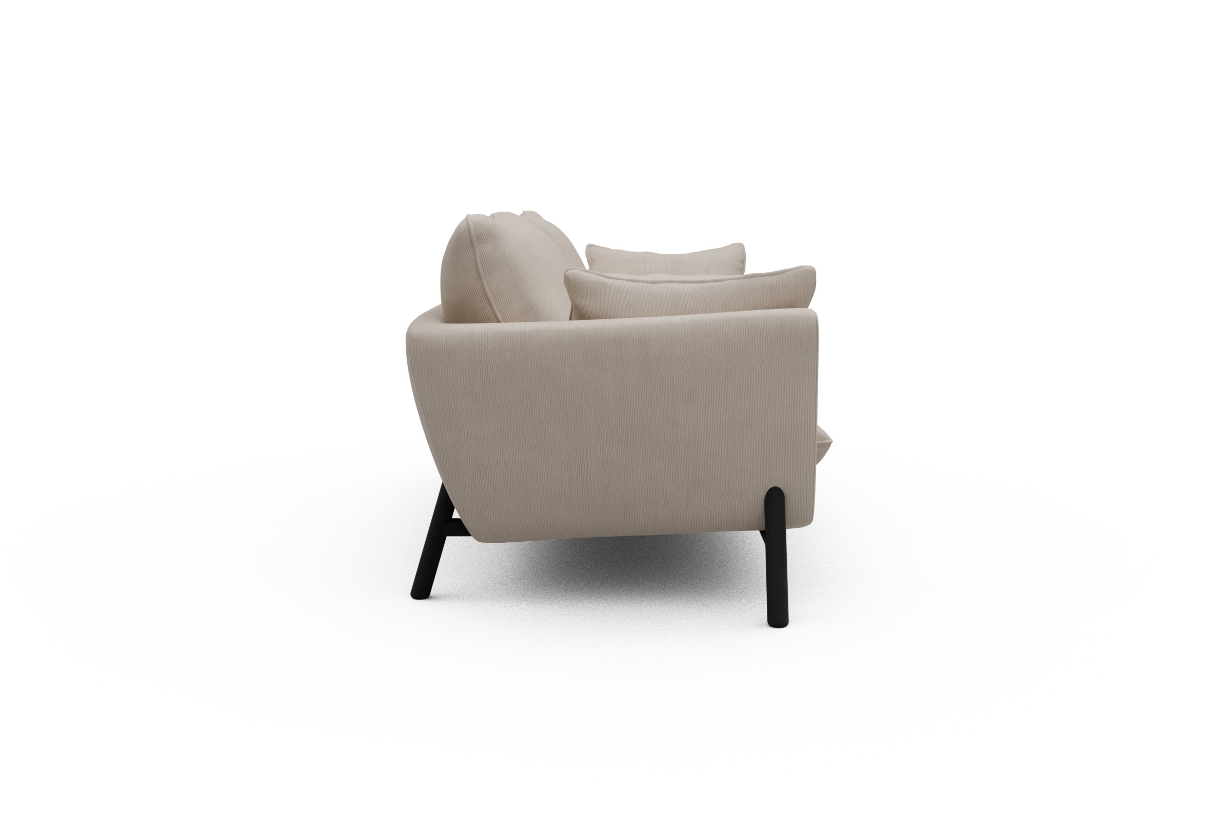 Sofa Emil 3-Sitzer Beinfarbe Eiche Schwarz Cordufine-Off-White