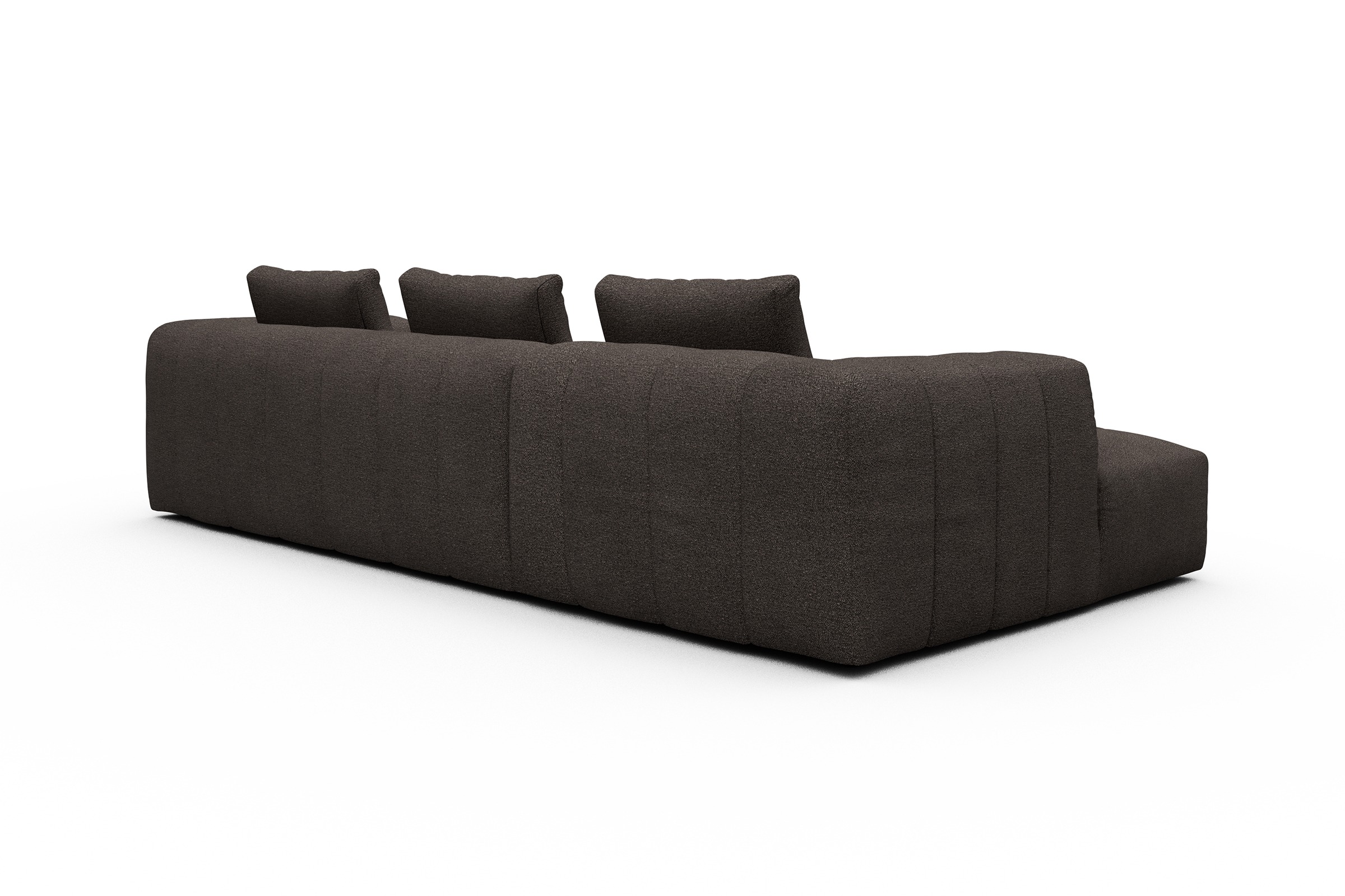 Ecksofa Hugo 2,5-Sitzer Armlehne rechts mit Chaiselongue Boucle-Taupe