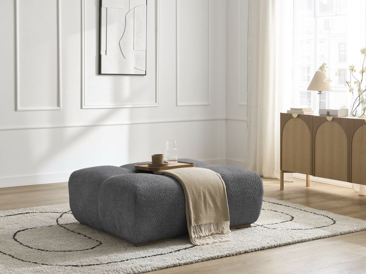 Bobochic Anakin Pouf Bouclé-Stoff Dunkelgrau